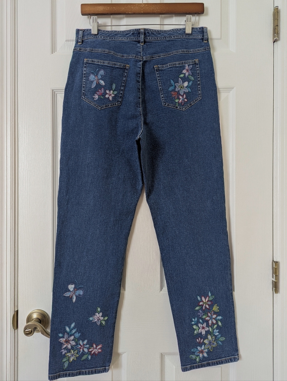 Real Clothes by Saks Fifth Avenue 90's Vintage Floral Embroidered Jeans Blue 10P - Picture 4 of 13